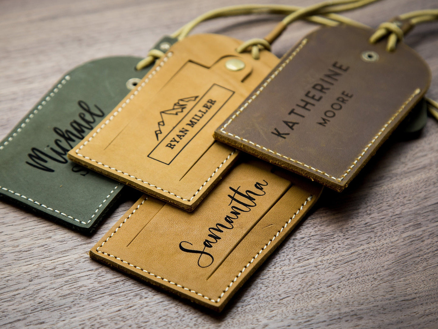 Engraved Luggage Tag with Contact Card - Leather Travel Bag Name Tag, Wedding Party Favor, Corporate Employee Coworker Traveler Gift