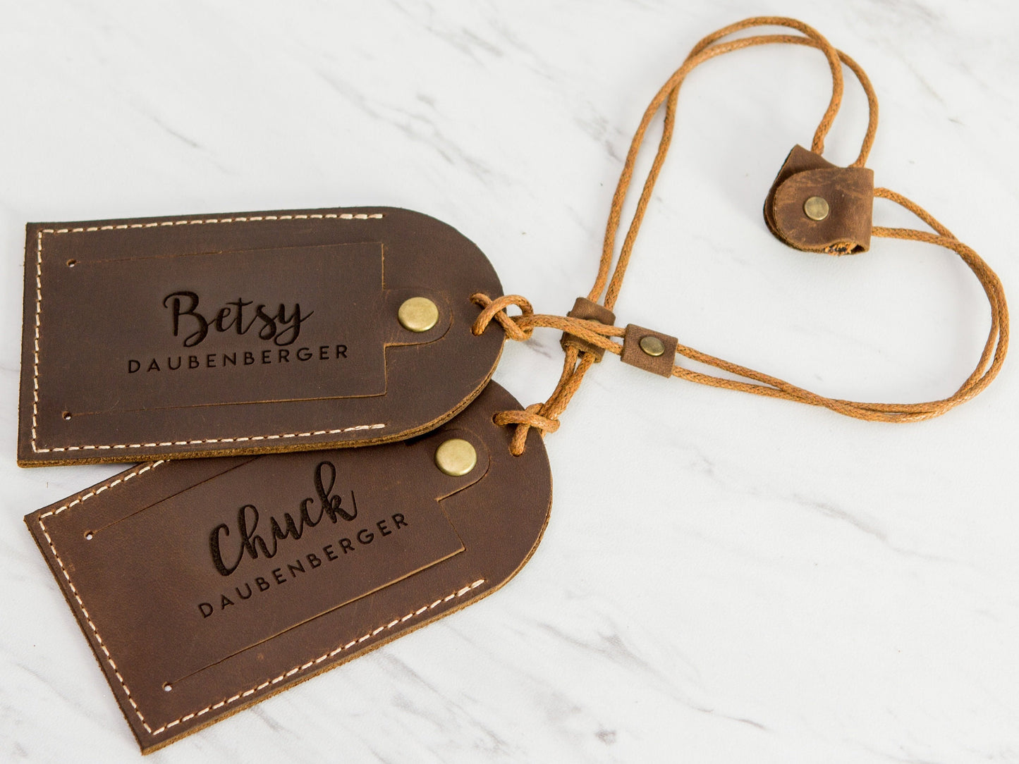 Engraved Luggage Tag with Contact Card - Leather Travel Bag Name Tag, Wedding Party Favor, Corporate Employee Coworker Traveler Gift
