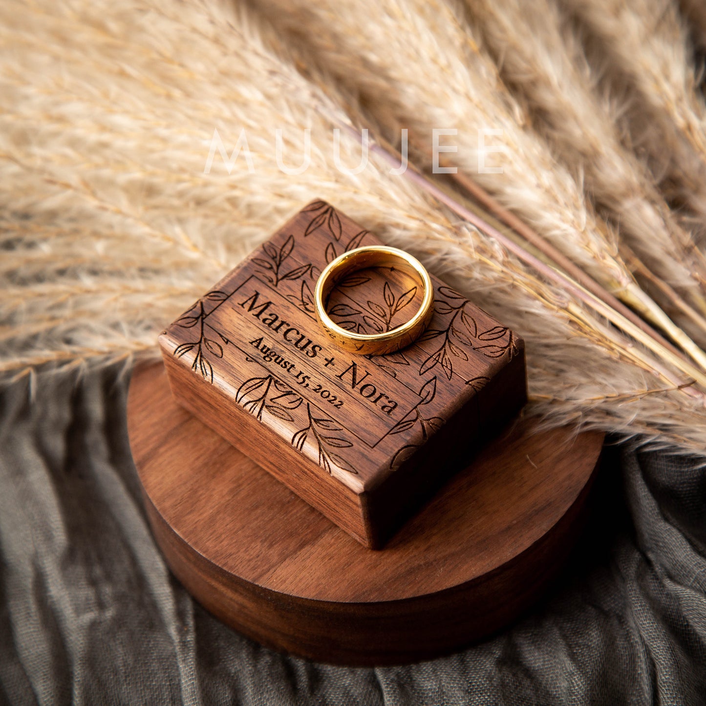 Premium Flip Ring Box XL - Engraved Single Ring Proposal Engagement Ring Box, Wedding Ring Bearer, Pocket Sized Secret Ring Holder