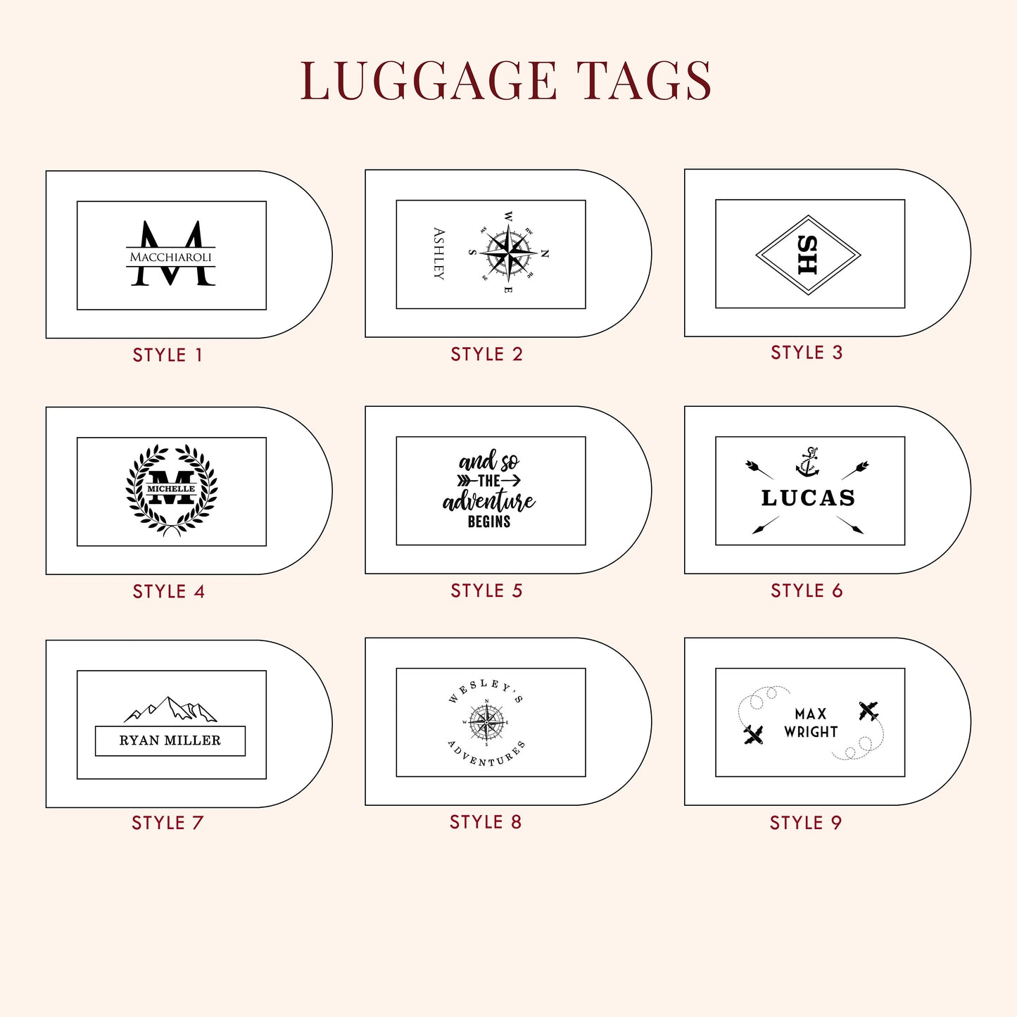 Engraved Luggage Tag with Contact Card - Leather Travel Bag Name Tag, Wedding Party Favor, Corporate Employee Coworker Traveler Gift