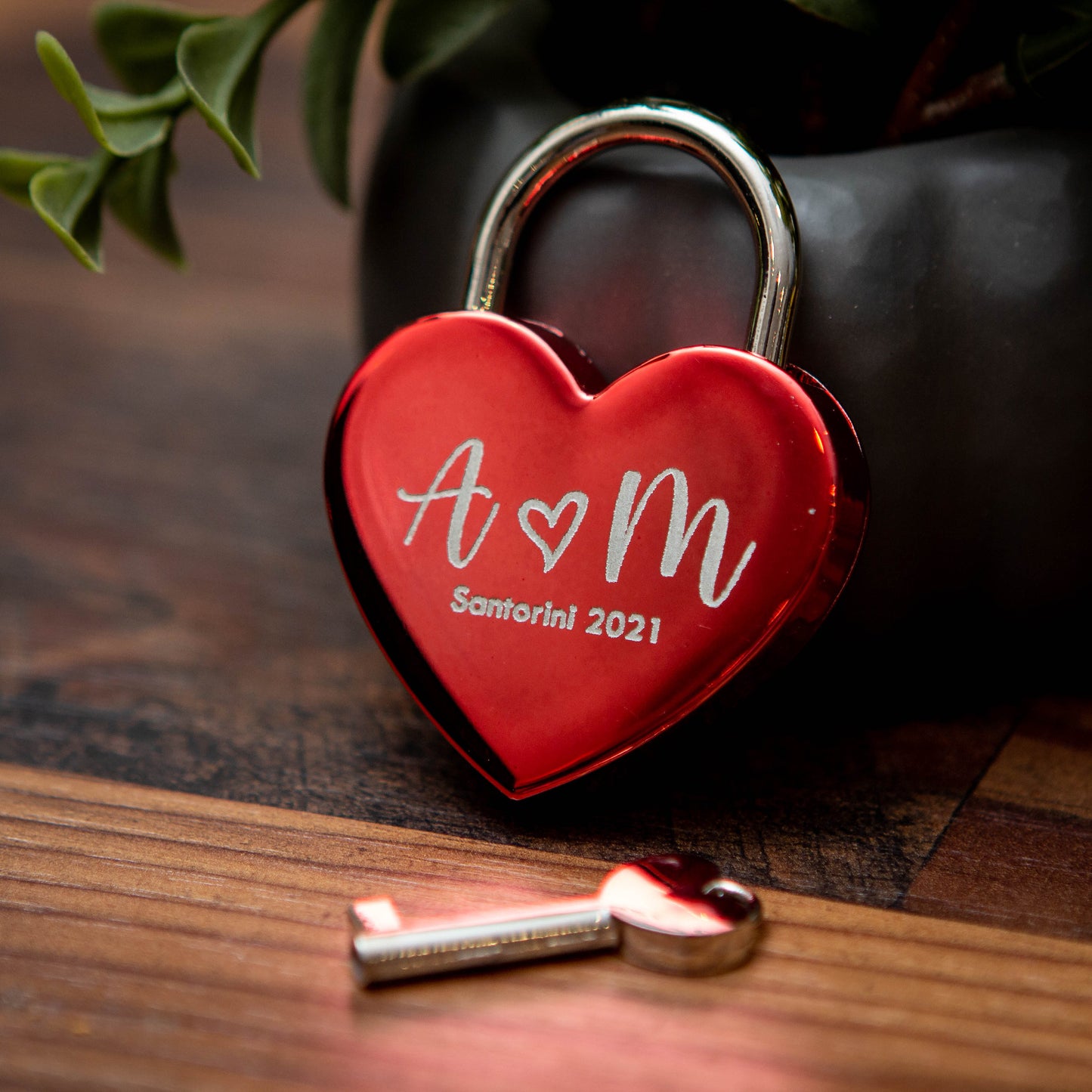 Engraved Heart Love Lock with Key - Travel bridge love locks for Honeymoon, Wedding Anniversary, Gift for Wife, Paris Love Lock Bridge