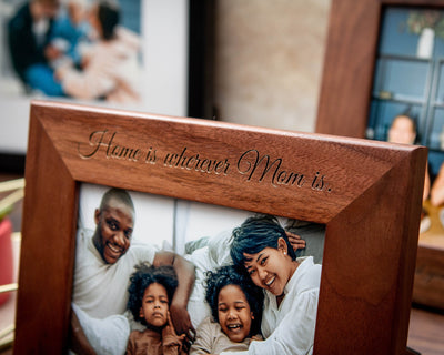 Engraved Wood Frame - 4x6 5x7 Customize Your Own Photo Frame Gift for Family Dad Mom Parents Children, Picture Frames with Grandkids Names
