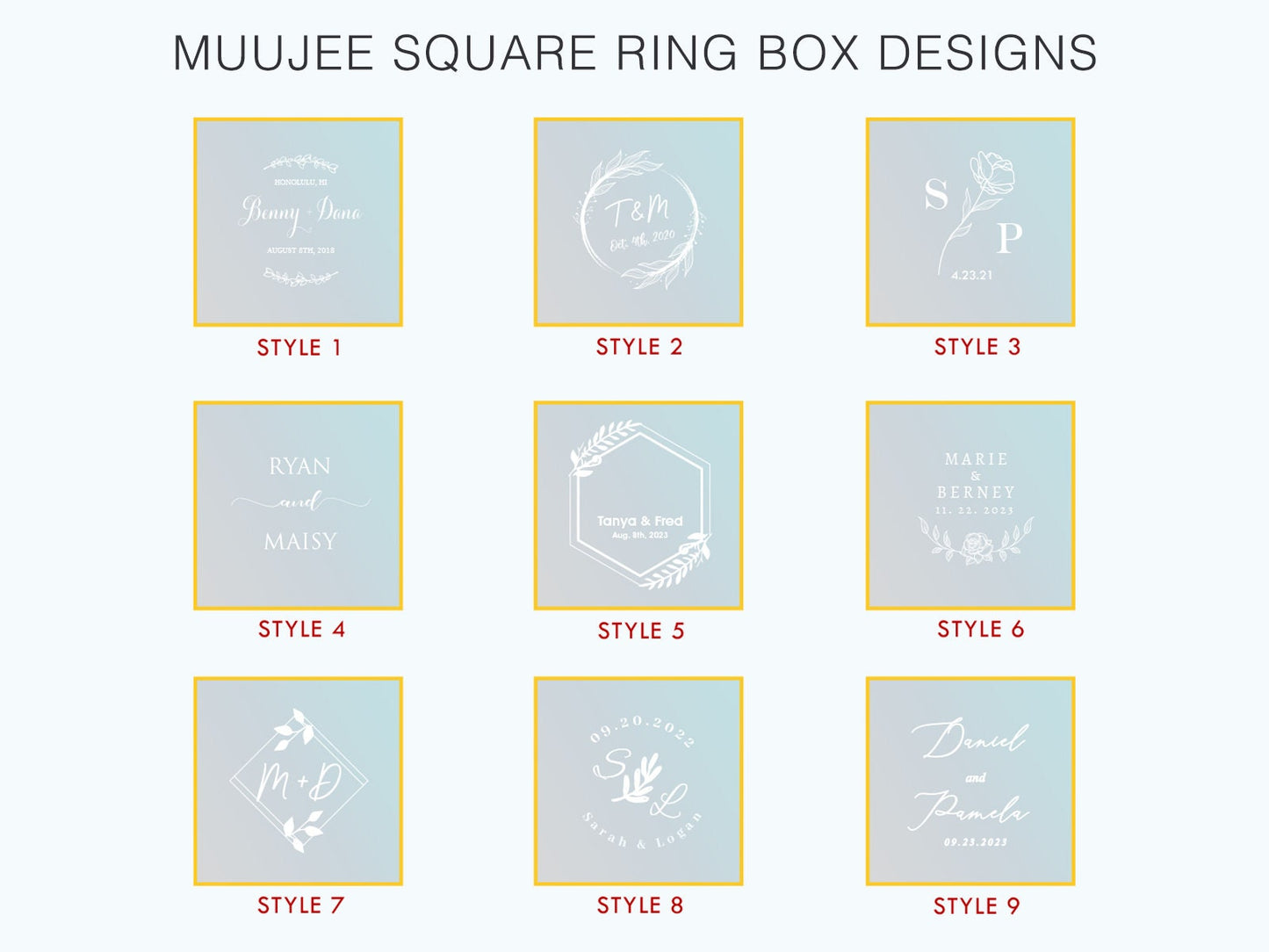 Square Gold Glass Ring Bearer Box with Moss - Personalized Ring Box for Wedding Ceremony, Modern Ring Holder for Engagements, Rustic Wedding