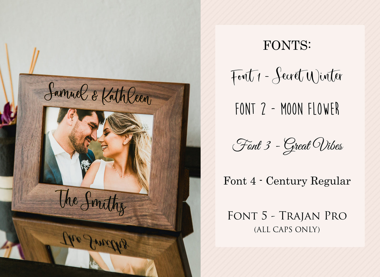Engraved Wood Frame - 4x6 5x7 Customize Your Own Photo Frame Gift for Family Dad Mom Parents Children, Picture Frames with Grandkids Names