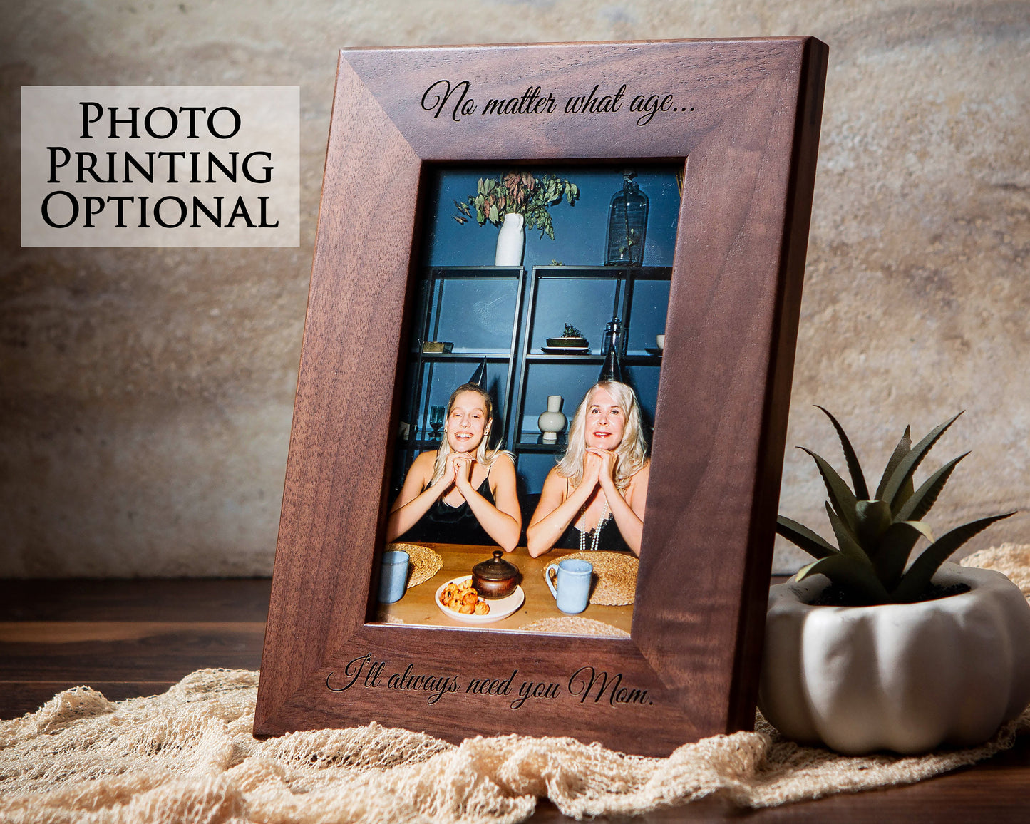 Engraved Wood Frame - 4x6 5x7 Customize Your Own Photo Frame Gift for Family Dad Mom Parents Children, Picture Frames with Grandkids Names