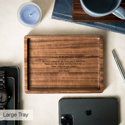 Rectangle Wood Tray - Engraved Key or Ring Dish, Bedside or Desk Tray, Wedding Gift Father of the Bride Groom Dad Mom, gift from daughter