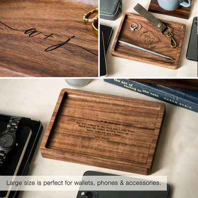 Rectangle Wood Tray - Engraved Key or Ring Dish, Bedside or Desk Tray, Wedding Gift Father of the Bride Groom Dad Mom, gift from daughter