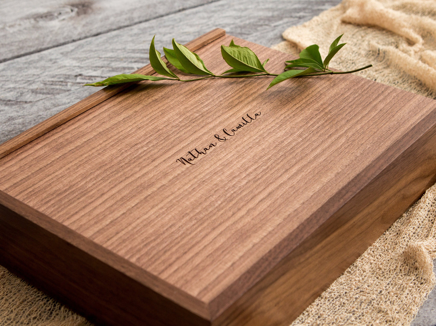 8x10" Large Wood Memory Box - Engraved Walnut Box for Cards Photos, Wedding Keepsake Storage, handmade gift for him unique baby memory