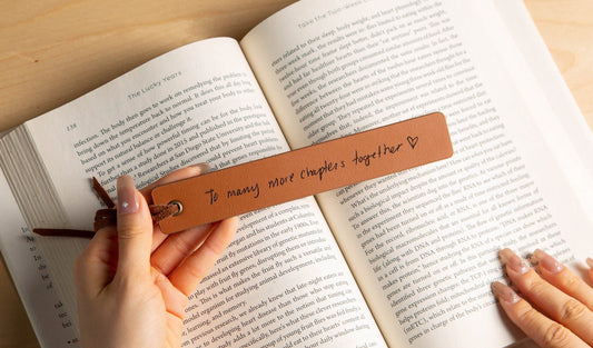 Engraved Leather Bookmark, Handwritten Note Bookmark Page Marker Custom Book Quote Message Personalized 3rd Anniversary Gift for Her Him
