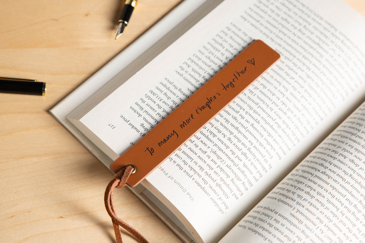 Engraved Leather Bookmark, Handwritten Note Bookmark Page Marker Custom Book Quote Message Personalized 3rd Anniversary Gift for Her Him