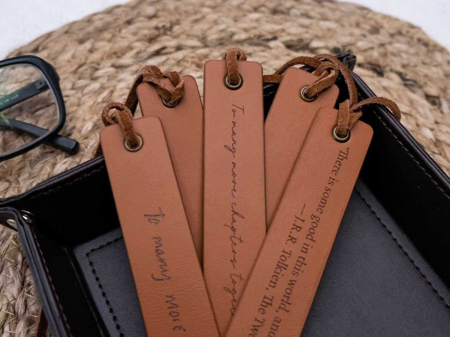 Engraved Leather Bookmark, Handwritten Note Bookmark Page Marker Custom Book Quote Message Personalized 3rd Anniversary Gift for Her Him