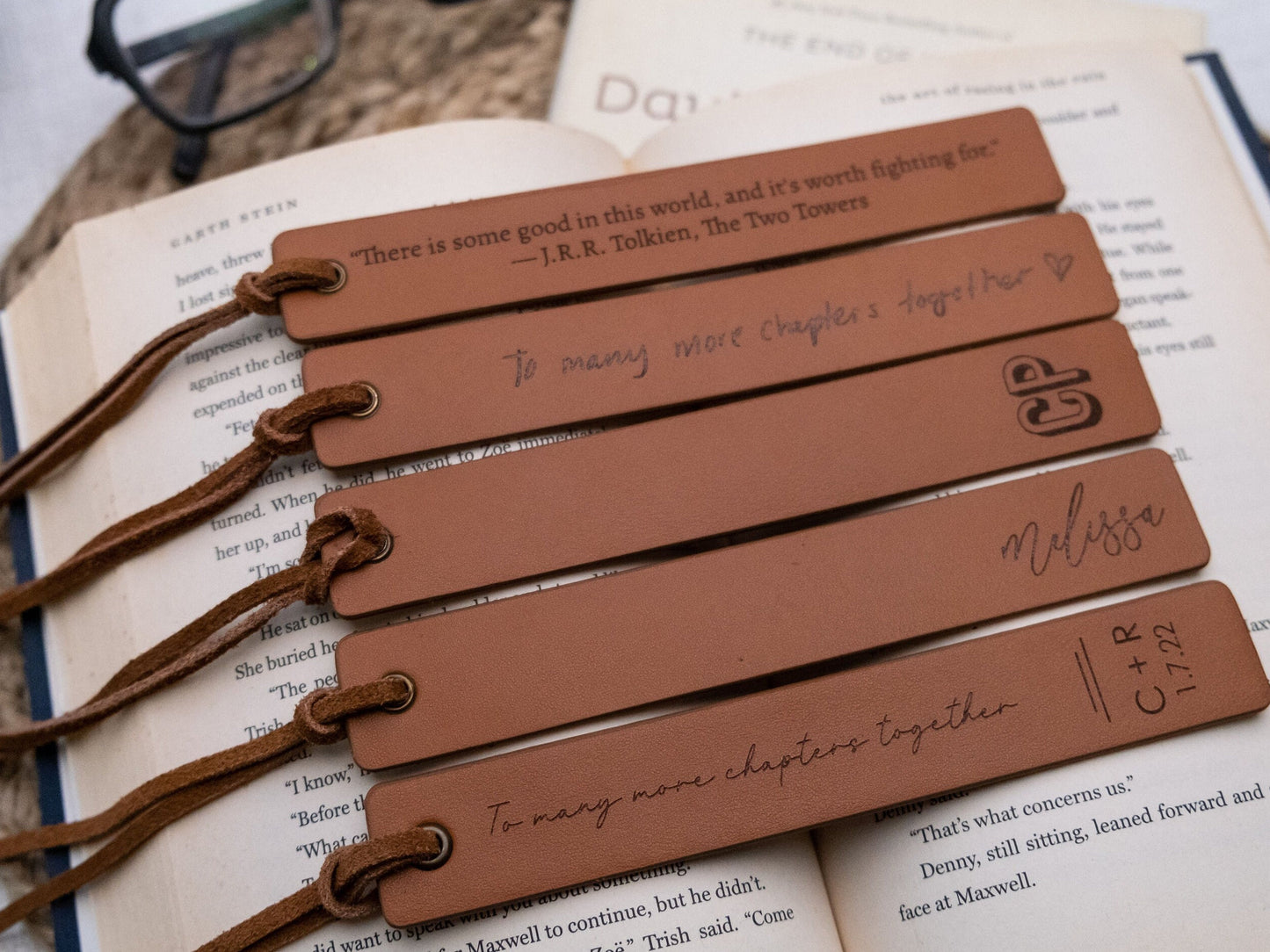Engraved Leather Bookmark, Handwritten Note Bookmark Page Marker Custom Book Quote Message Personalized 3rd Anniversary Gift for Her Him