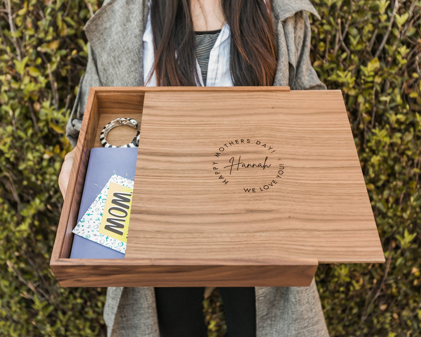 Wood Memory Box - Engraved Keepsake Storage Box with Slide Wooden Lid, Sentimental Birthday Gift, Gift for Couples, Wedding Travel Gift
