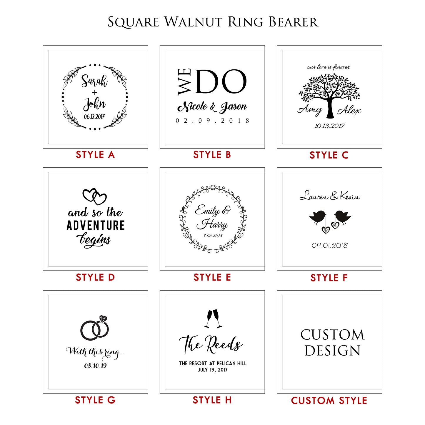 Square Ring Bearer Box Engraved - Wood Ring Bearer Box for Wedding Ceremony, Ring Storage, Proposal Prop, Photography Decor, Gift for Her