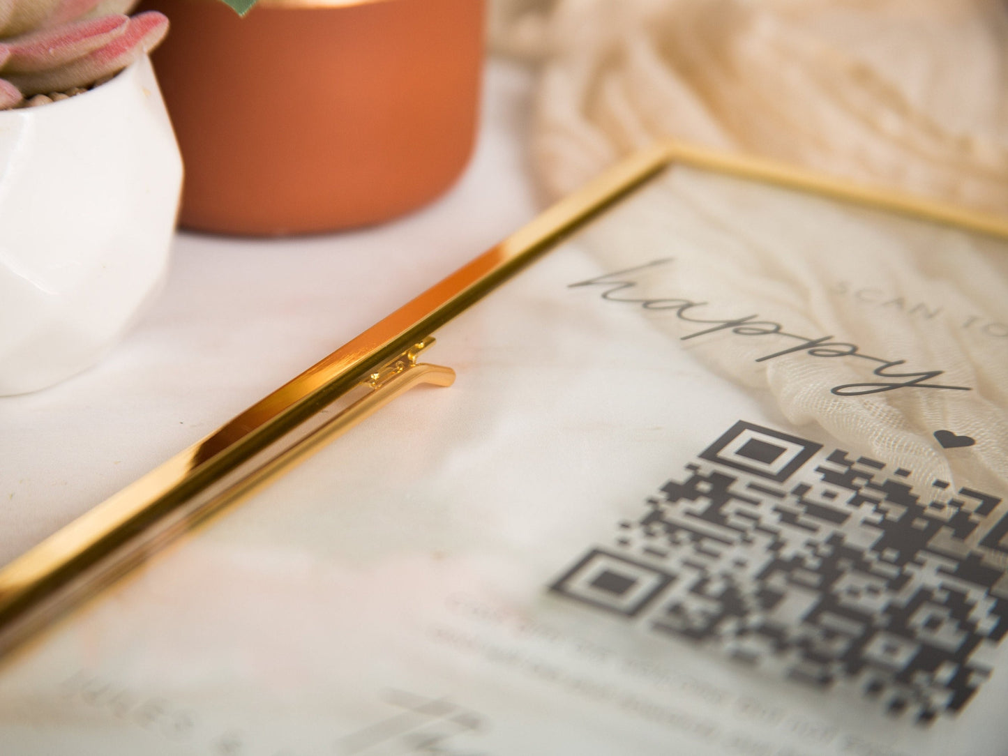 Gold Glass Scan To Bless QR Sign - Scannable Acrylic Sign, Wedding Virtual Cash Gift Table Decoration, Venmo Paypal Cash app Donation