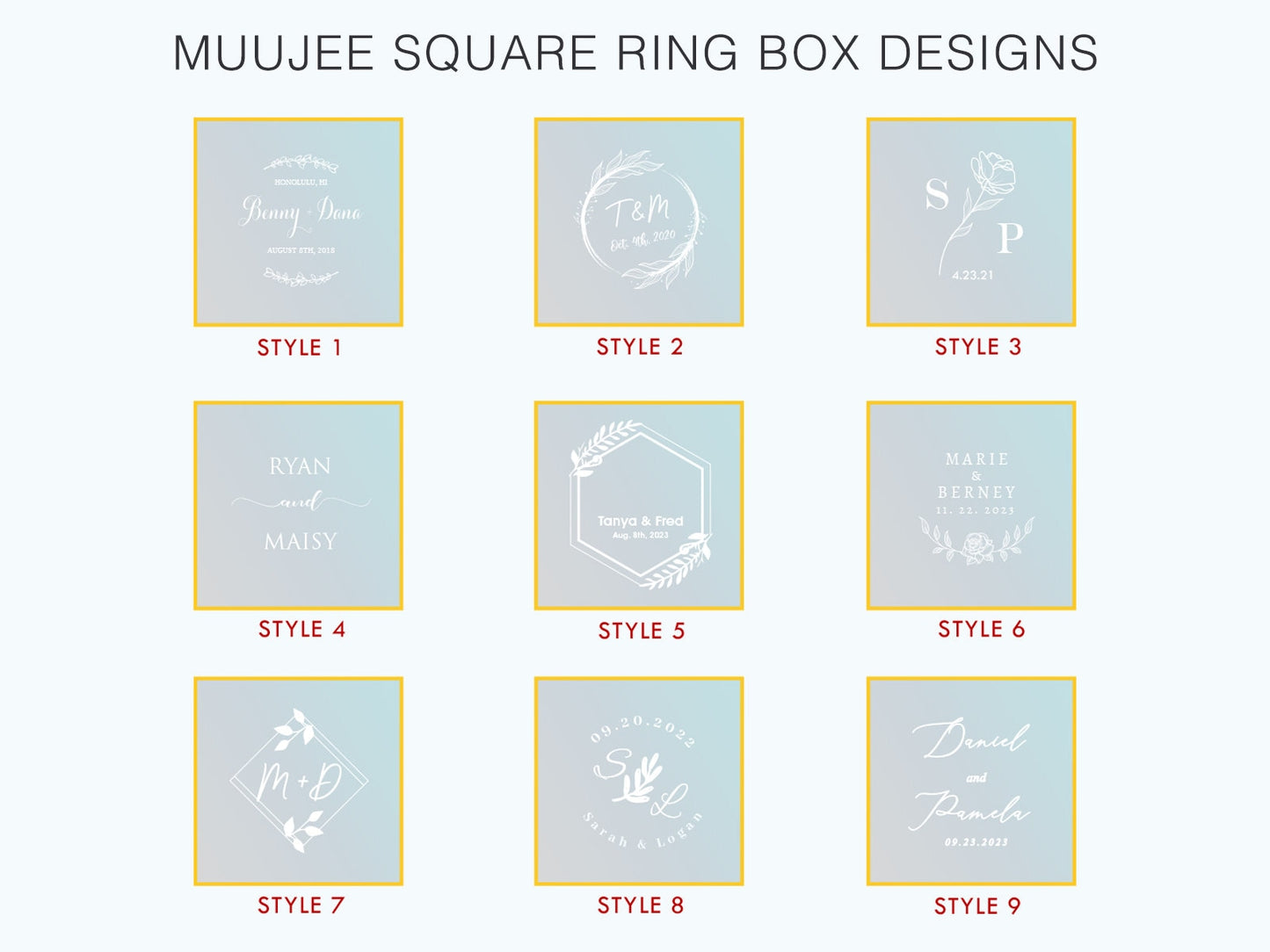 Square Gold Glass Ring Box with Moss - Personalized Ring Box for Wedding Ceremony, Modern Ring Holder for Engagements, Rustic Wedding Gift