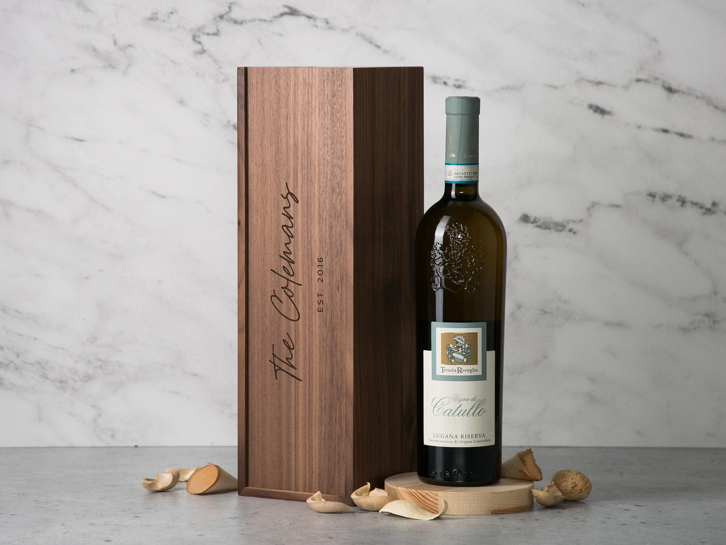 Wood Wine Box (Design 11) - Engagement Wedding Gift for the Couple, 5th Anniversary Husband Wife Wood Gift, Teachers Champagne Gift Box