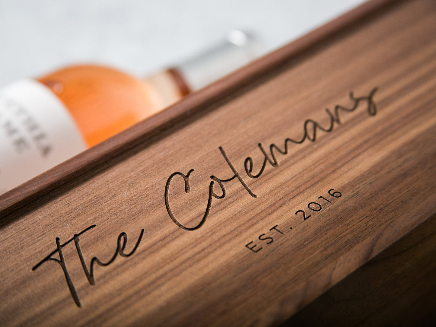 Wood Wine Box (Design 11) - Engagement Wedding Gift for the Couple, 5th Anniversary Husband Wife Wood Gift, Teachers Champagne Gift Box