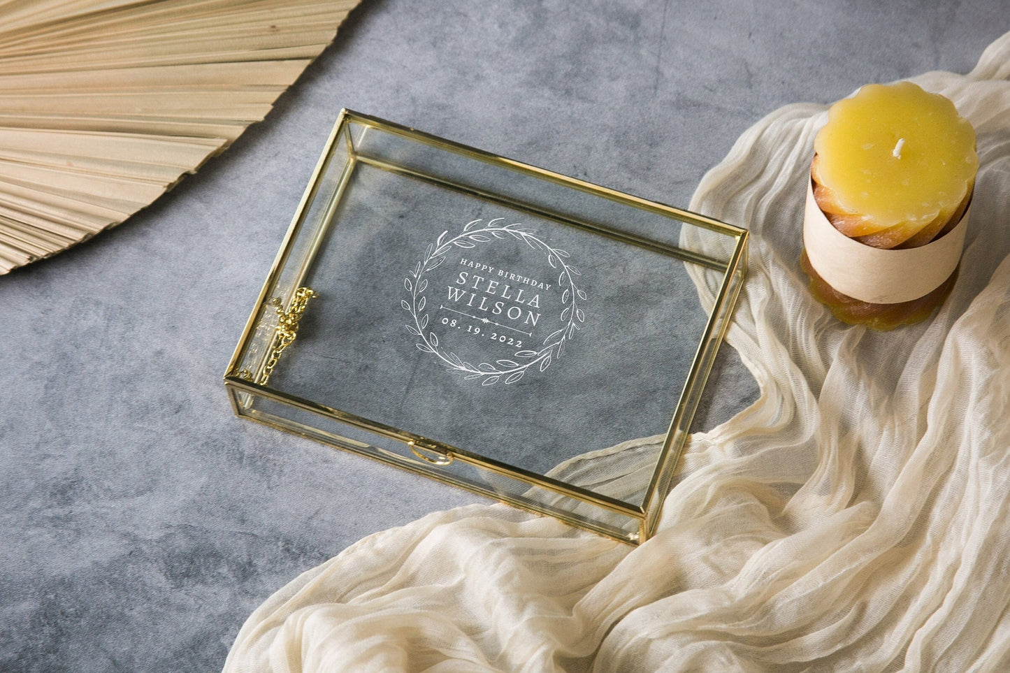 5x7" Gold Glass Photo Box - Mom & Daughter Picture Keepsake Box with Optional Photo Mats Personalized Birthday Mother's Day Gift Box