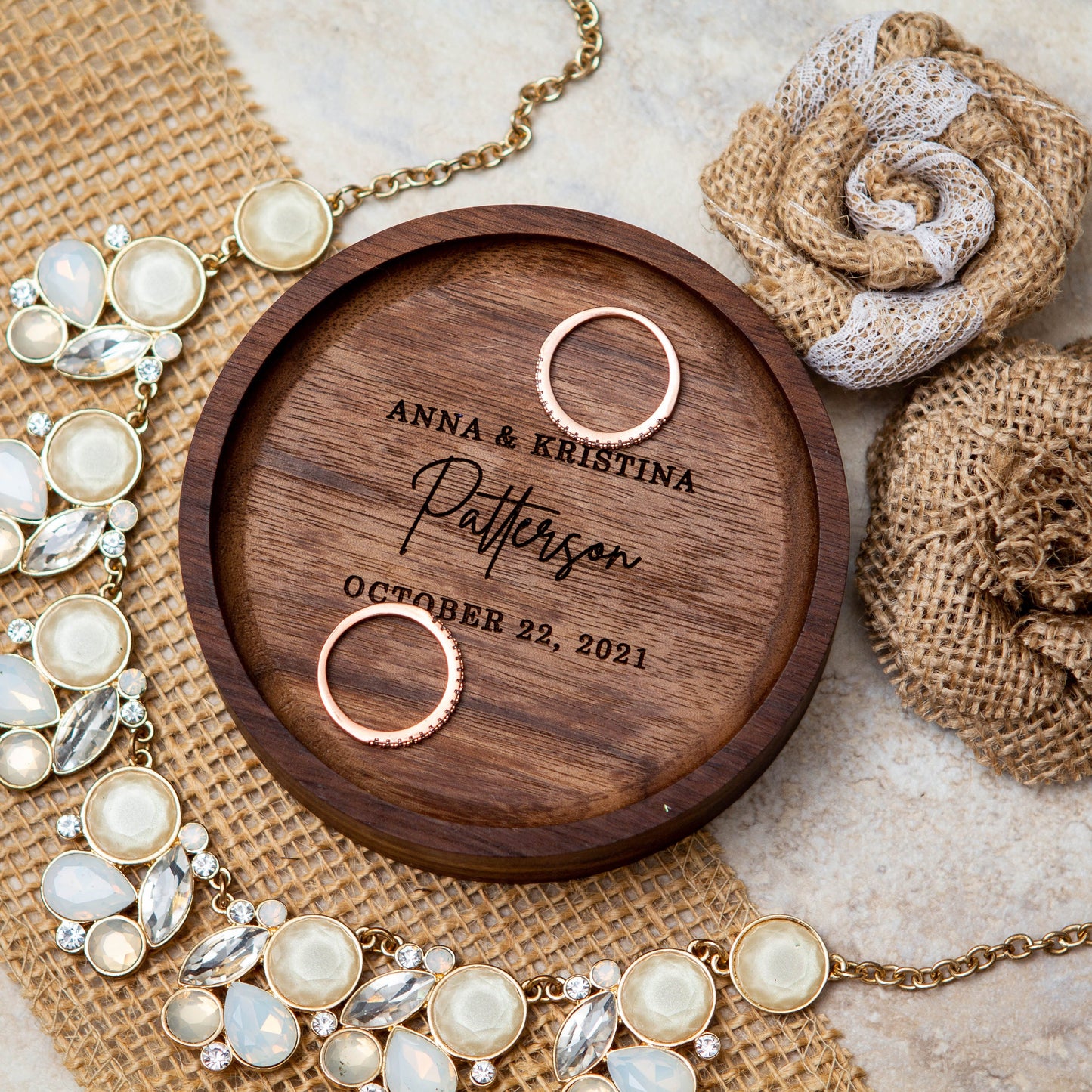 Round Wood Ring Dish - Mens Jewelry Tray 5th Wedding Anniversary Birthday Gift for Boyfriend Husband Dad, Dorm Decor, Teacher College Gift