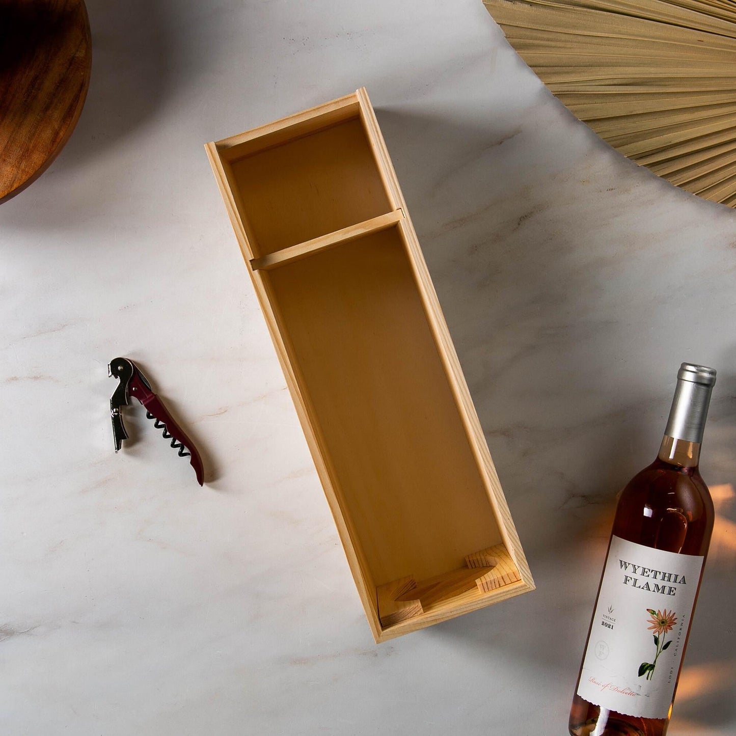Wood Wine Box - Custom Printed Wine or Champagne Gift Box, Realtor Closing Gift with Logo, Housewarming & New Homeowner Gift, Corporate Gift