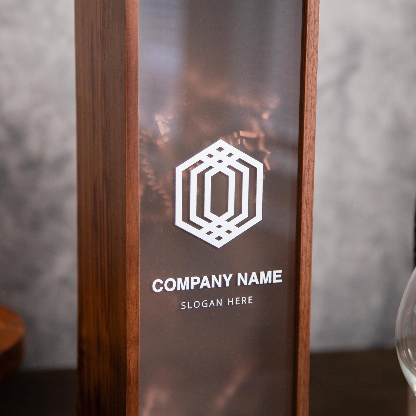 Acrylic Lid Wine Box - Custom Corporate Logo Wine Gift Box, Personalized Wine Bottle Box Custom Text, Wooden Bottle Box, Gift