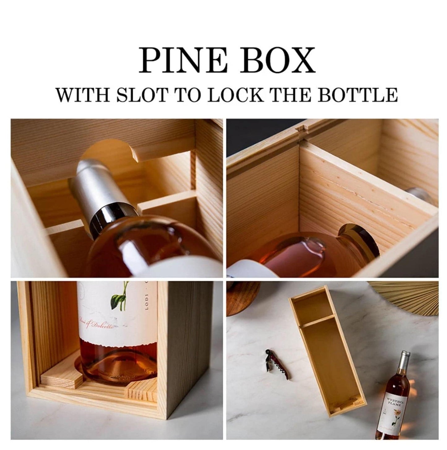 Wood Wine Box - Personalized Wine Box with Custom Text, Printed Wooden Gift Box, Birthday, Wedding & Anniversary Gift, Mom Gift