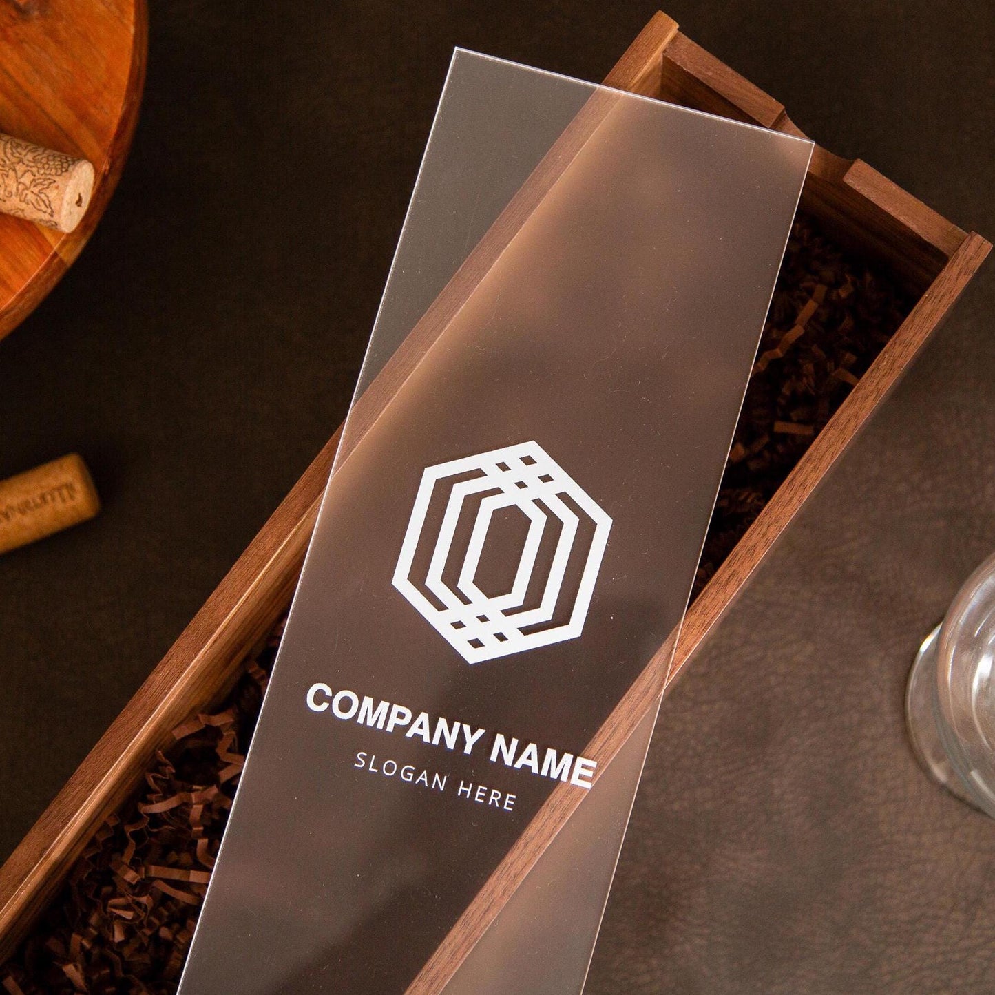 Acrylic Lid Wine Box - Custom Corporate Logo Wine Gift Box, Personalized Wine Bottle Box Custom Text, Wooden Bottle Box, Gift