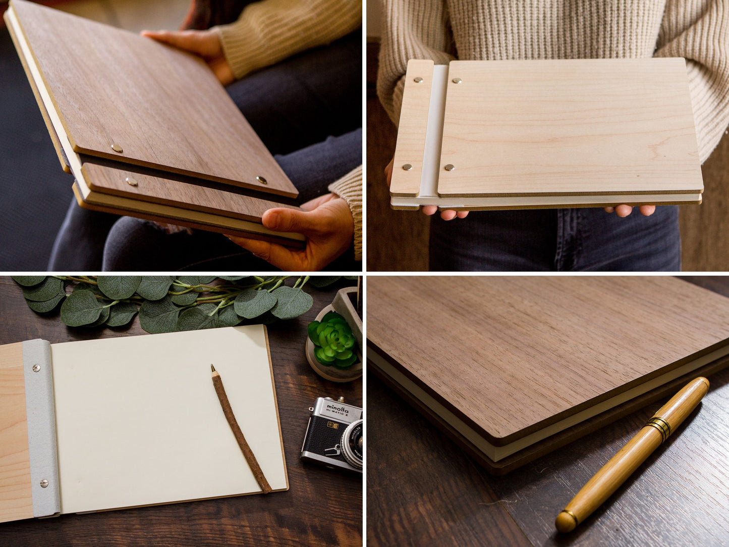 Engraved Premium Wood Guest Book - Celebration of Life or Funeral Guest Book, Guest Signing Book, Blank DIY Memory Scrapbook