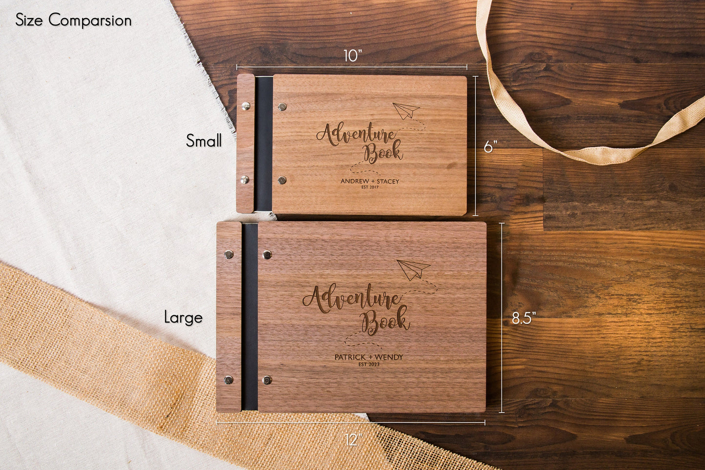 Engraved Premium Wood Guest Book - Celebration of Life or Funeral Guest Book, Guest Signing Book, Blank DIY Memory Scrapbook