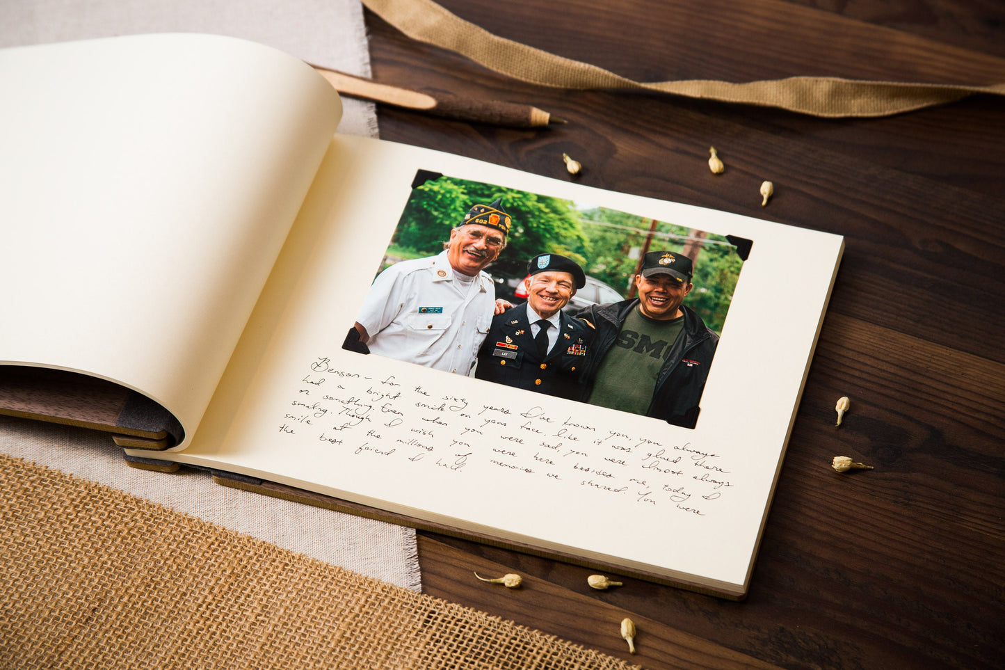 Engraved Premium Wood Guest Book - Personalized In Loving Memory of Guest Book of Condolence for Memorial Wake Service Guest Signing Book