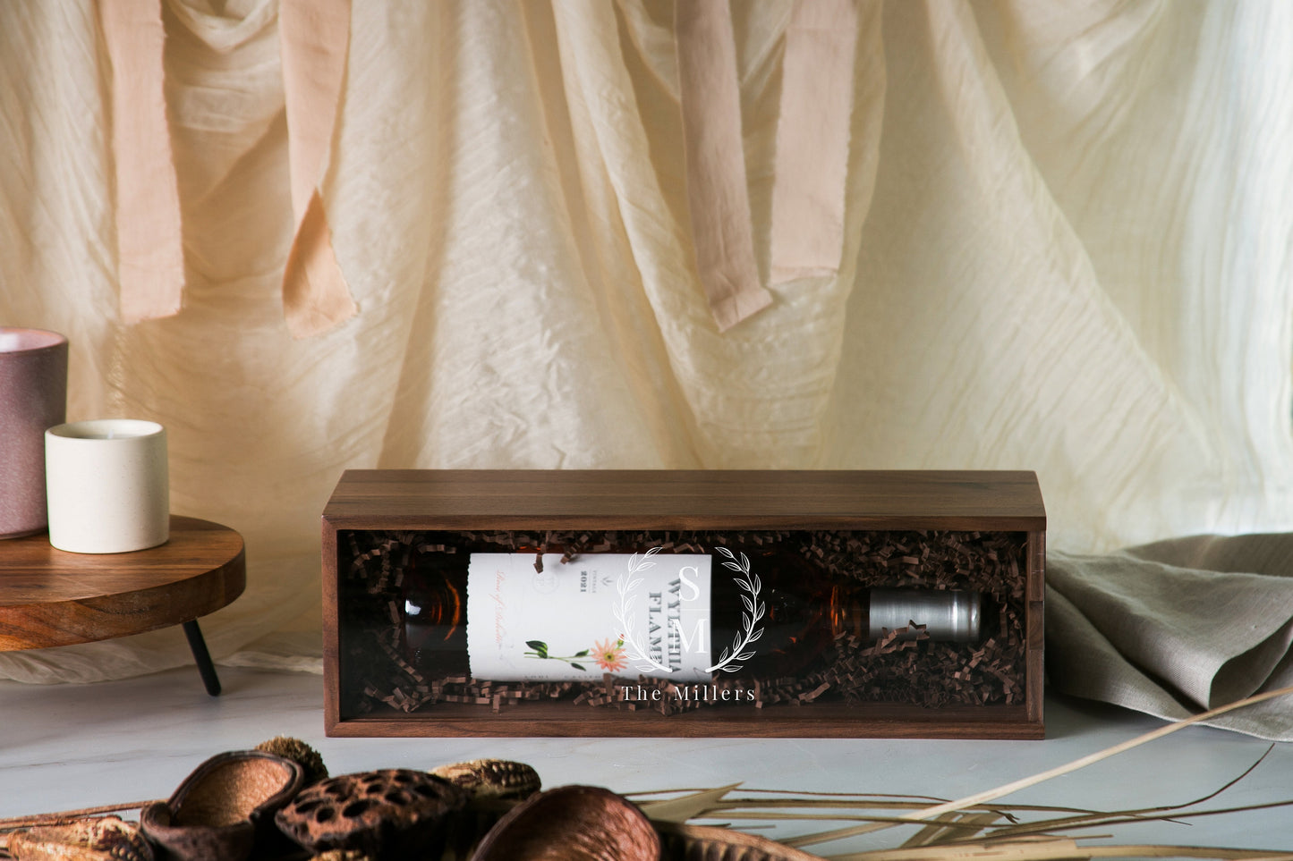 Acrylic Lid Wine Box (Design 8) - Personalized Port Wine Champagne Case Engagement Anniversary Gift For Bride Groom Couple Wedding Ceremony