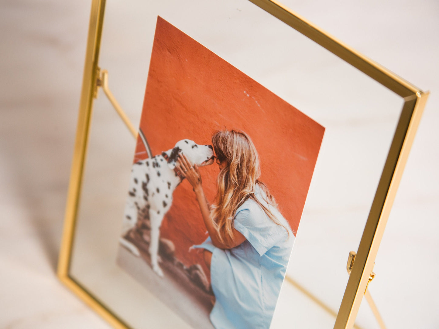 Gold Glass Frame - Photo Printing Optional, Romantic Birthday Engagement Wedding Gift for Couples, Floating Picture Display Frame Decor