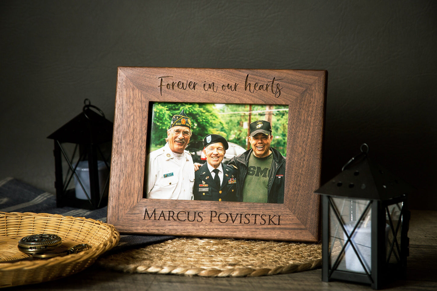 Engraved Wood Frame - Custom Picture Frame, Funeral Celebration of Life Memorial Photo Condolence Gift Honor Remember Memories of Loved Ones