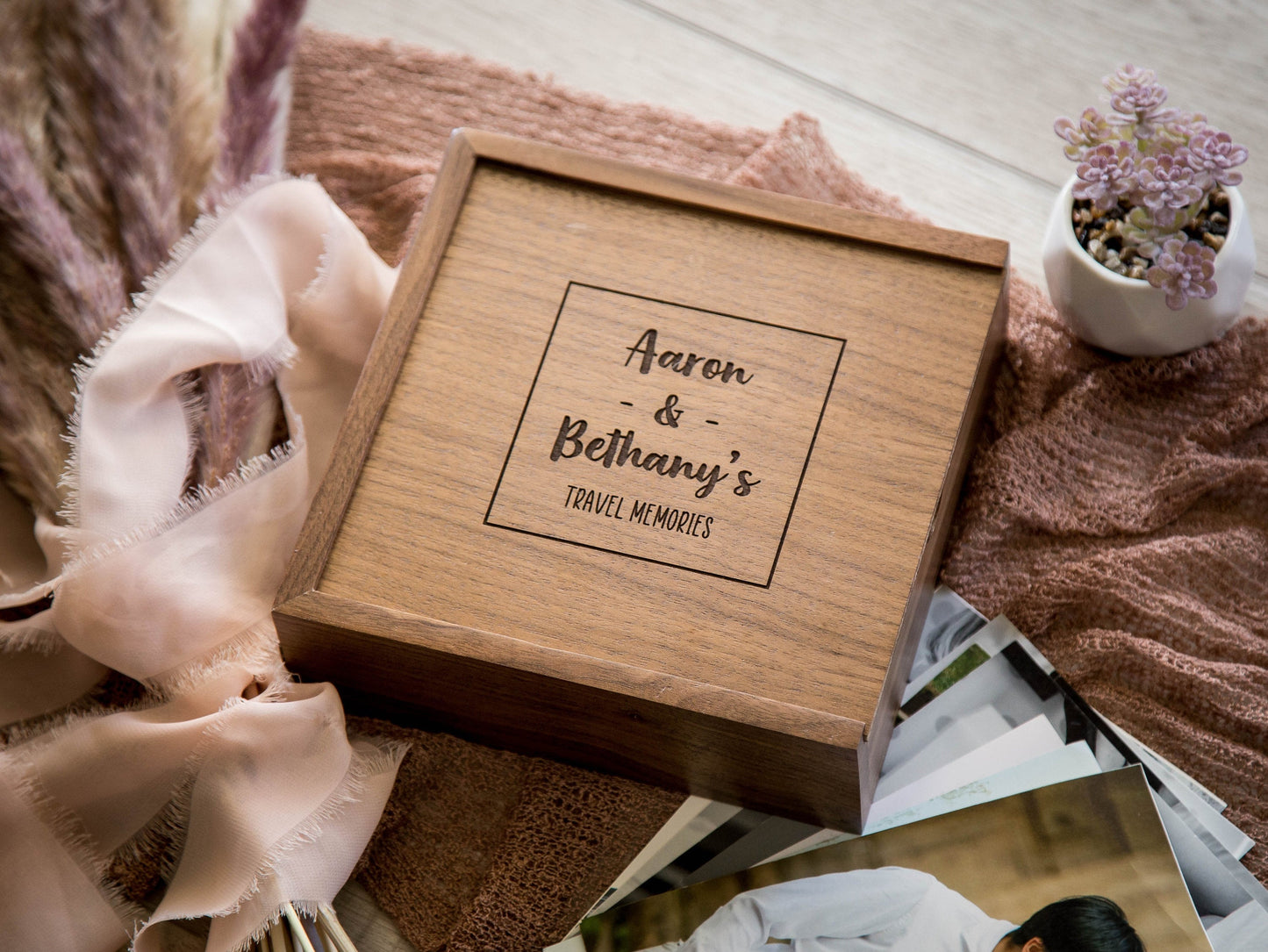 Travel Memory Box - Engraved Wood Keepsake Box for Sentimental Items Photos Letters Tickets, Cub Boy Scout Box, Retirement Farewell Gift