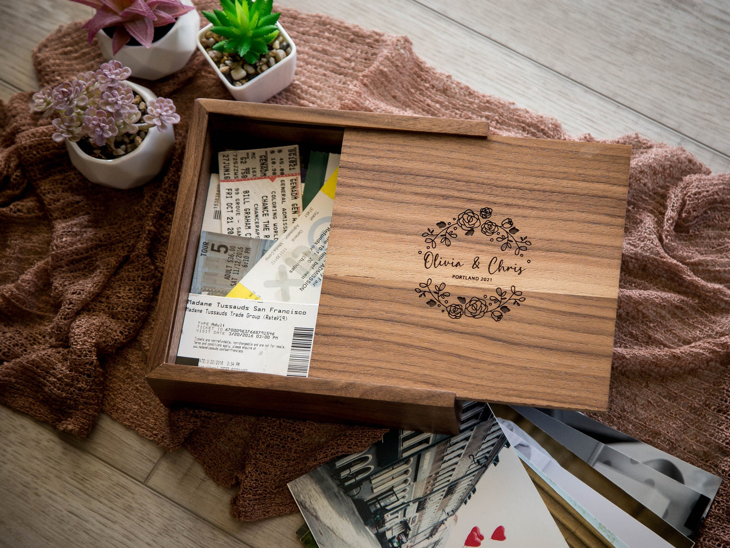 Travel Memory Box - Engraved Wood Keepsake Box for Sentimental Items Photos Letters Tickets, Cub Boy Scout Box, Retirement Farewell Gift