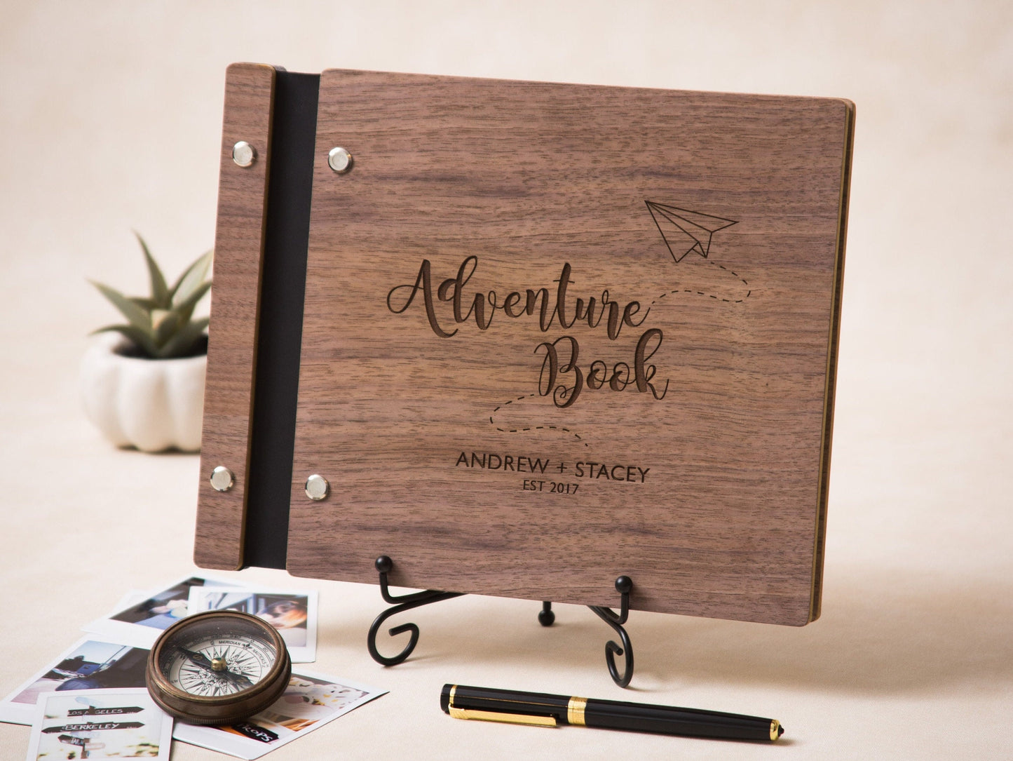 Engraved Premium Book - 5th Wedding Wood Anniversary Blank Adventure Scrapbook Memories Gift for Husband Wife Boyfriend Girlfriend Partner