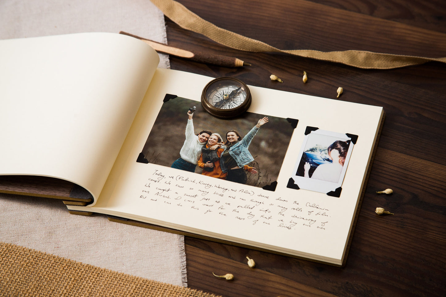Engraved Premium Book - 5th Wedding Wood Anniversary Blank Adventure Scrapbook Memories Gift for Husband Wife Boyfriend Girlfriend Partner