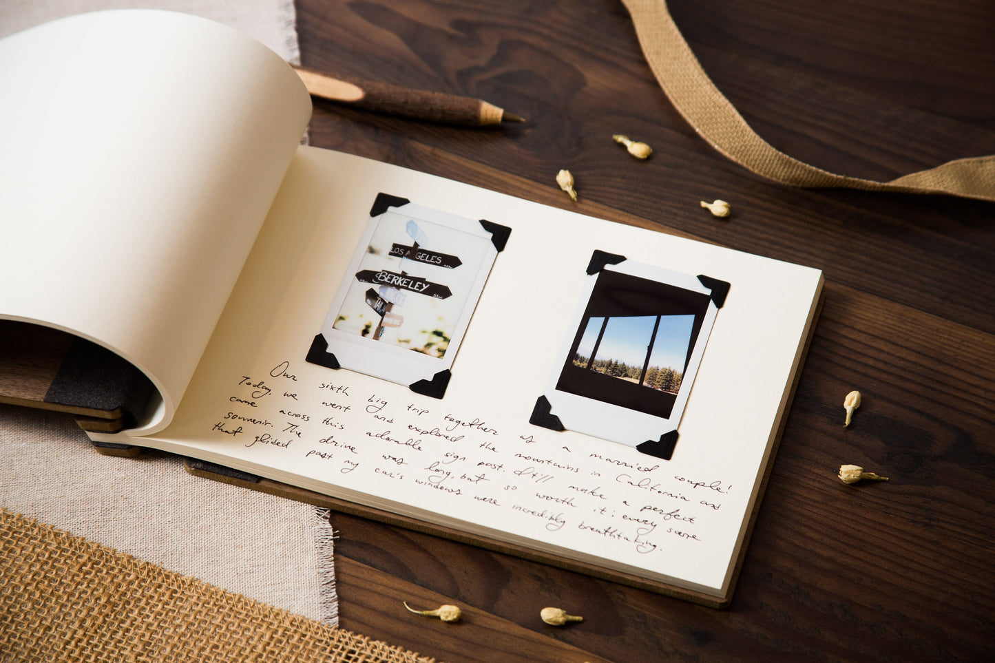 Engraved Premium Book - 5th Wedding Wood Anniversary Blank Adventure Scrapbook Memories Gift for Husband Wife Boyfriend Girlfriend Partner