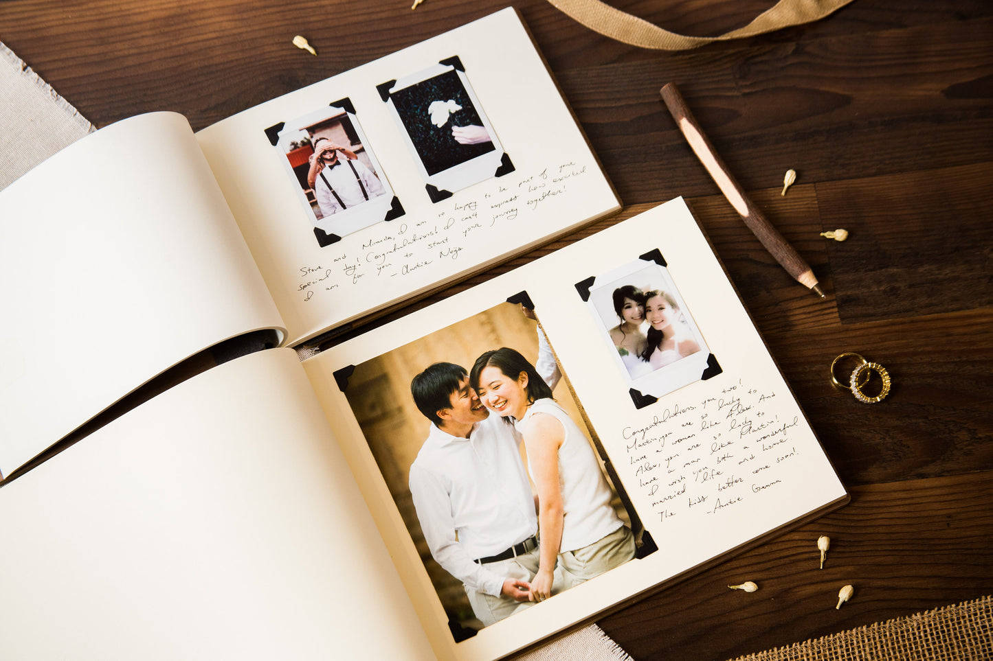 Engraved Premium Book - I Love You 5th Anniversary Wood Scrapbook Gift for Husband Wife Couples Memory Keepsake Polaroid Album Blank Papers