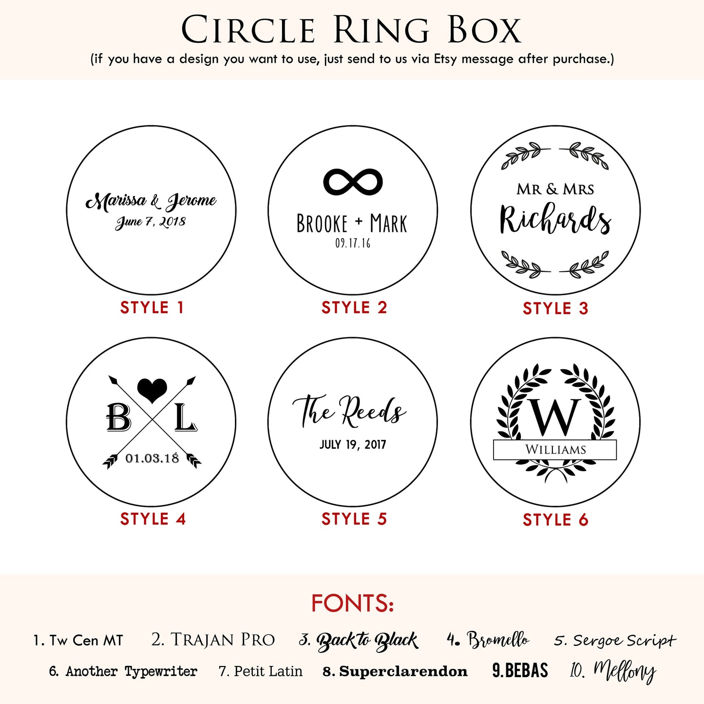 Circle Wood Ring Box - Engraved Ring Bearer Box for Wedding Ceremony, Proposal or Engagement Ring Box, Ring Dish Storage, Gift for Her
