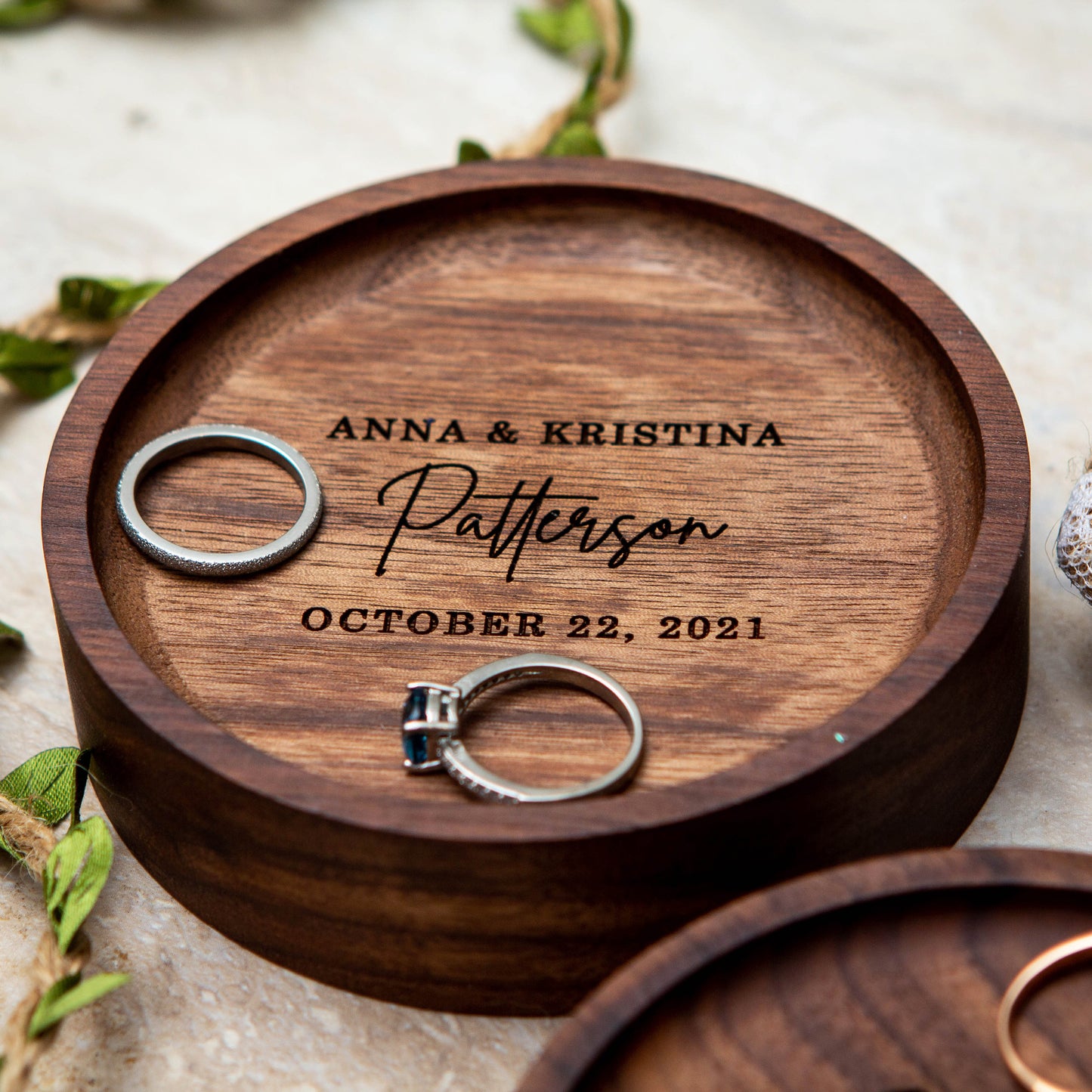 Round Wood Ring Dish - Small Jewelry Tray, Gift for Engagement, Anniversary Gift for Husband Wife, Gift for Dad Friends Teacher Appreciation