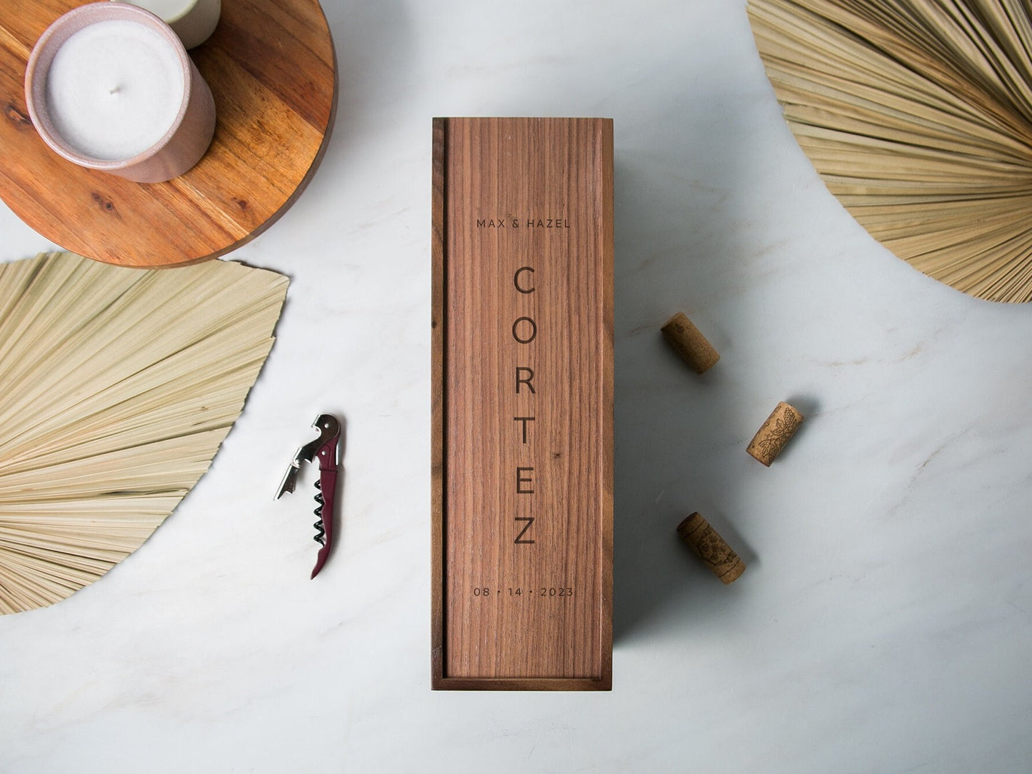 Wood Wine Box (Design 4) - Walnut or Pine Wine Champagne Box Birthday Anniversary Engagement Wedding Business Work Promotion Coworker Gift