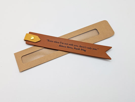 Fourth Wing Inspired Engraved Leather Bookmark - Quotes from Fourth Wing | Iron Flame | Oynx Storm, Rebecca Yarros | Violet Xaden | Bookworm