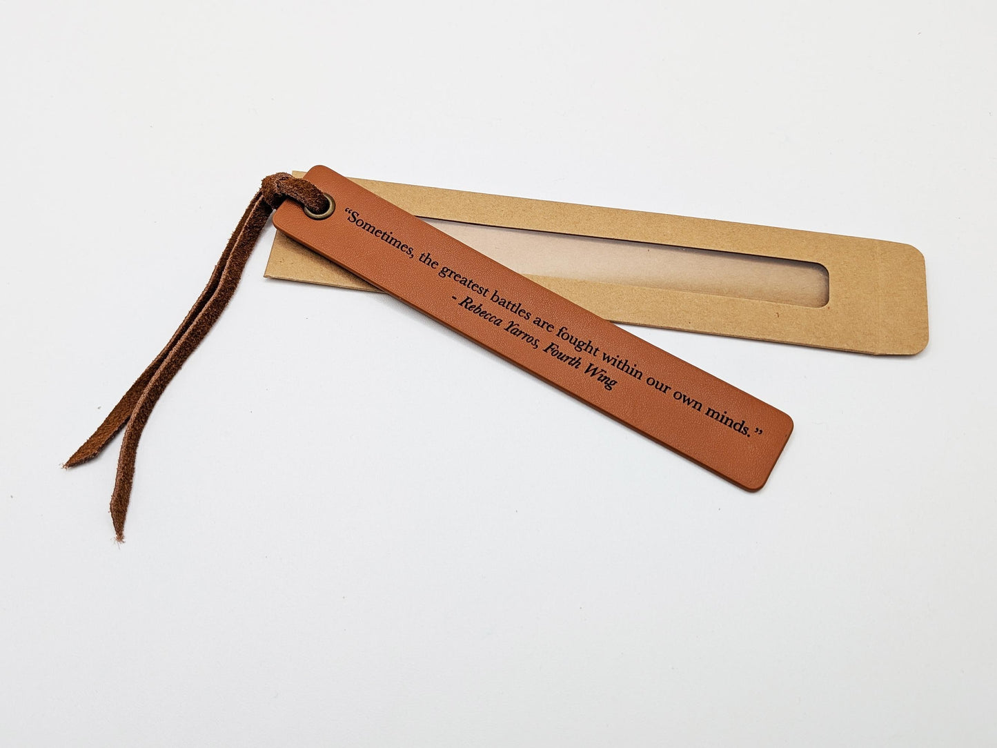 Fourth Wing Inspired Engraved Leather Bookmark - Quotes from Fourth Wing | Iron Flame | Oynx Storm, Rebecca Yarros | Violet Xaden | Bookworm