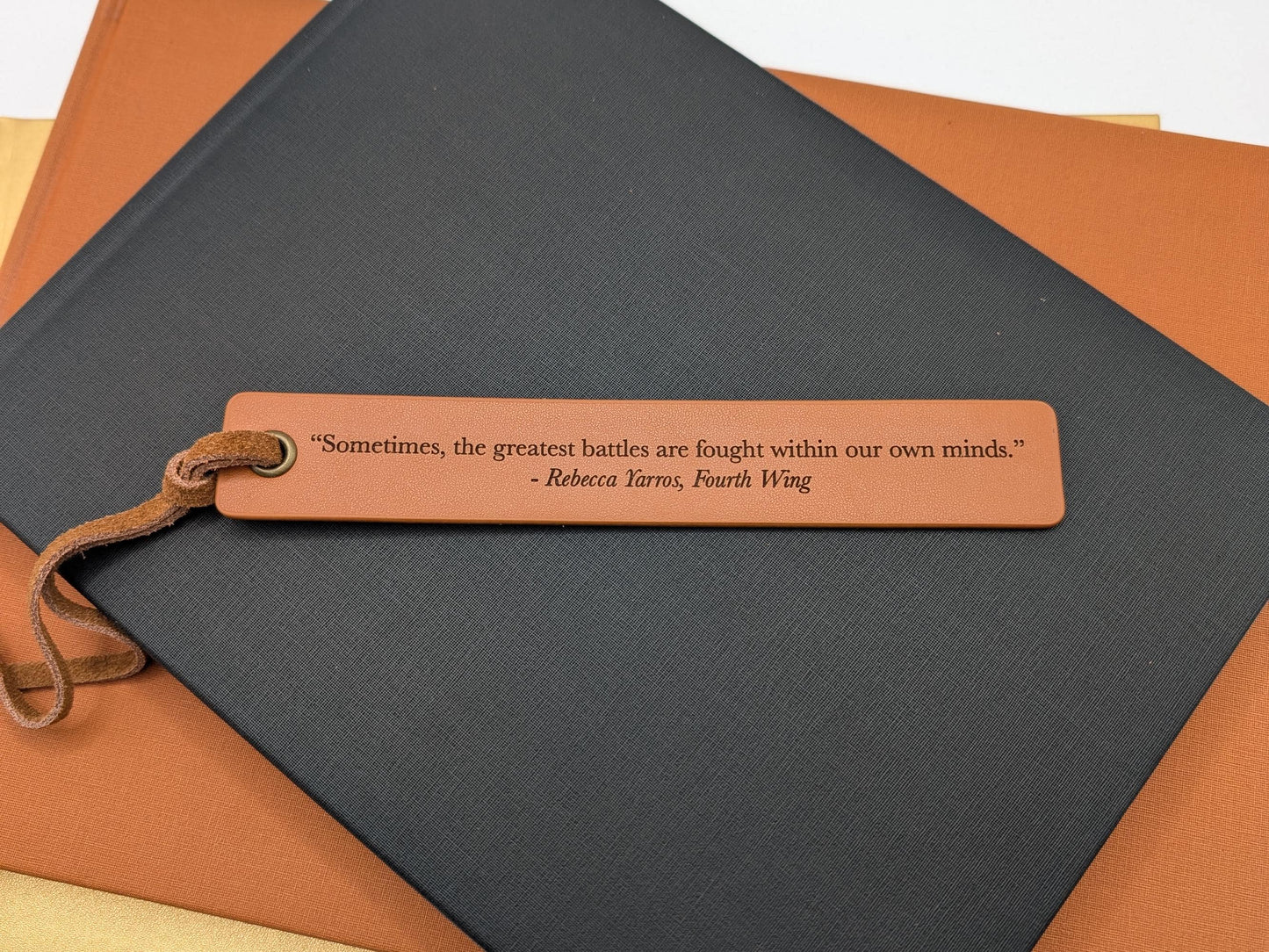 Fourth Wing Inspired Engraved Leather Bookmark - Quotes from Fourth Wing | Iron Flame | Oynx Storm, Rebecca Yarros | Violet Xaden | Bookworm