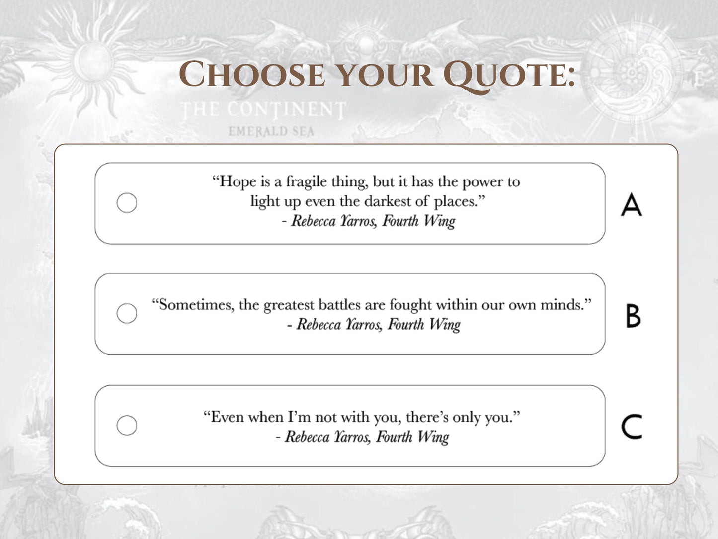 Fourth Wing Inspired Engraved Leather Bookmark - Quotes from Fourth Wing | Iron Flame | Oynx Storm, Rebecca Yarros | Violet Xaden | Bookworm
