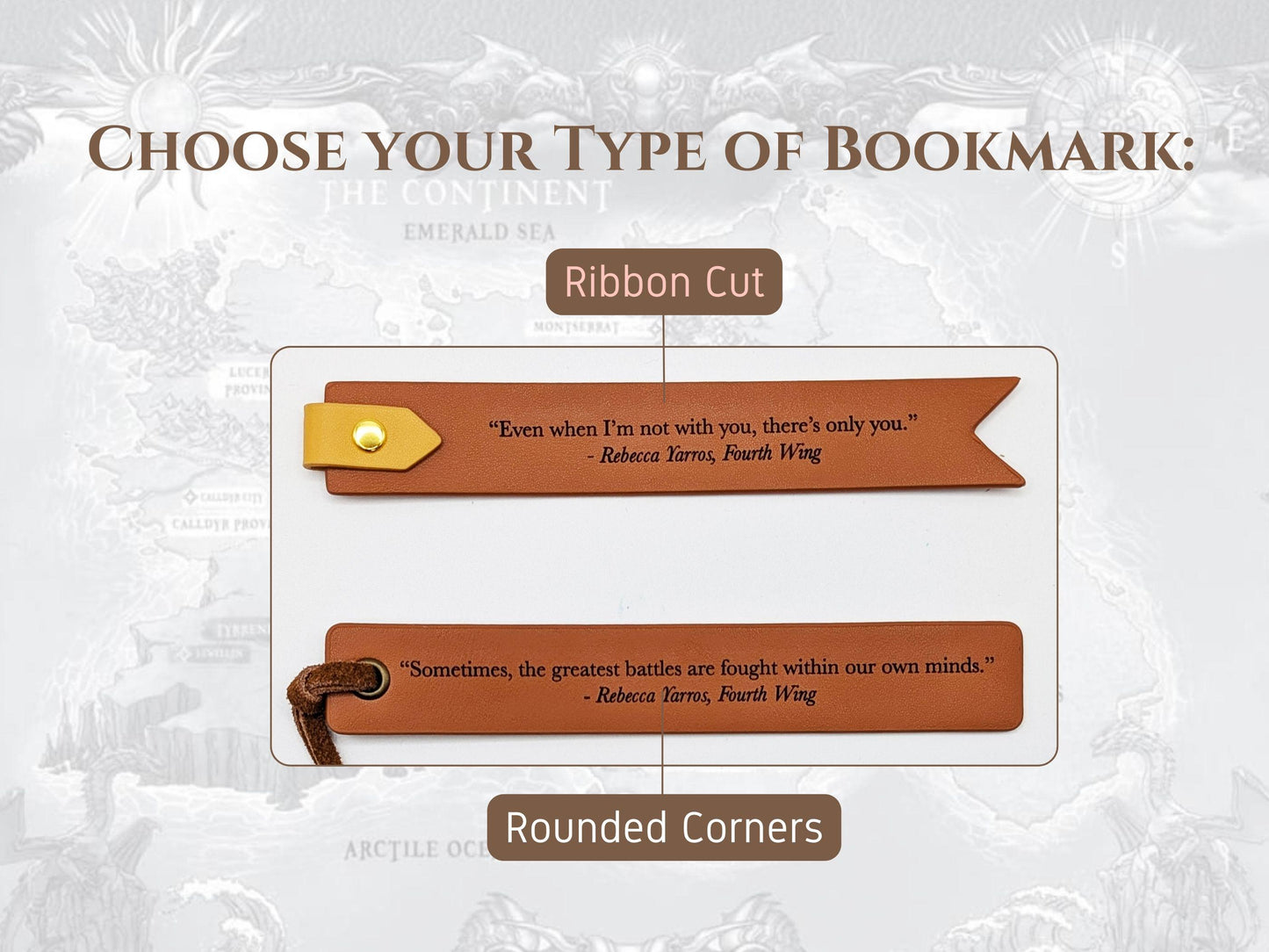 Fourth Wing Inspired Engraved Leather Bookmark - Quotes from Fourth Wing | Iron Flame | Oynx Storm, Rebecca Yarros | Violet Xaden | Bookworm