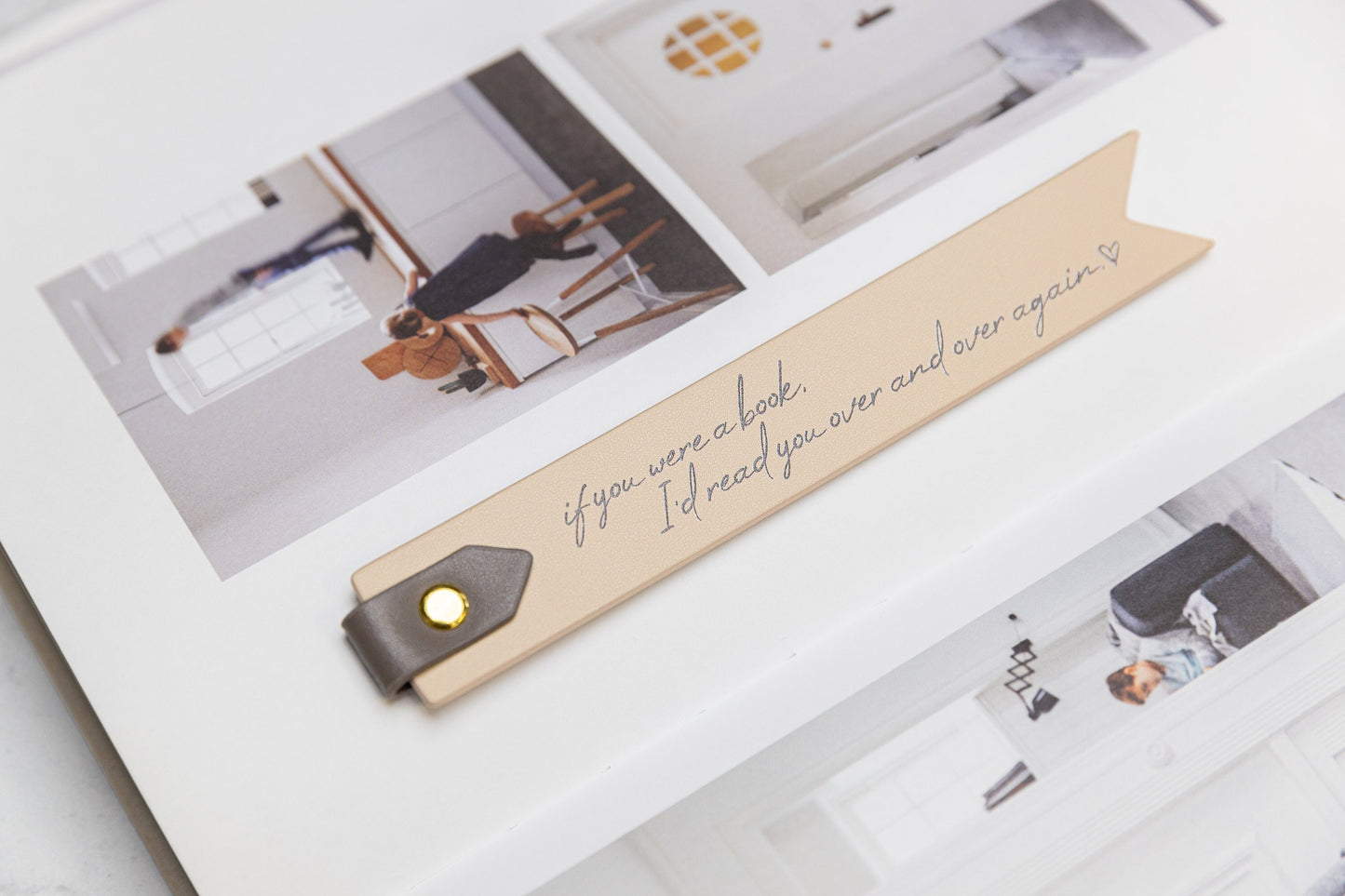 Personalized Leather Bookmark w/ Loop (Design 2) - Unique Custom Book Marker 3rd Anniversary Gift for Girlfriend With Custom Quote