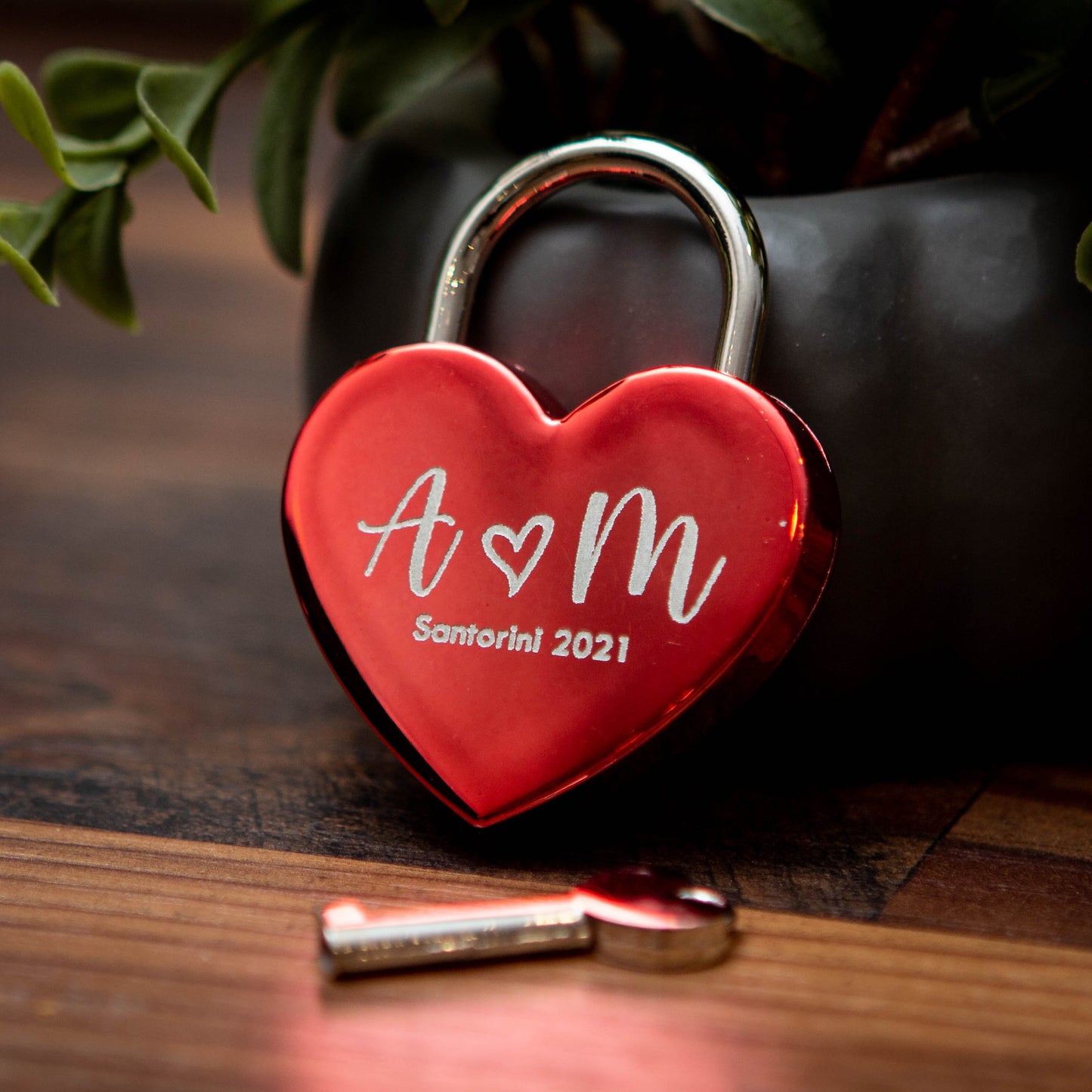 Engraved Heart Love Lock with Key - Bridge love locks, Destination Wedding Engagement Anniversary Gift Honeymoon Couple Gift, Girls Trip